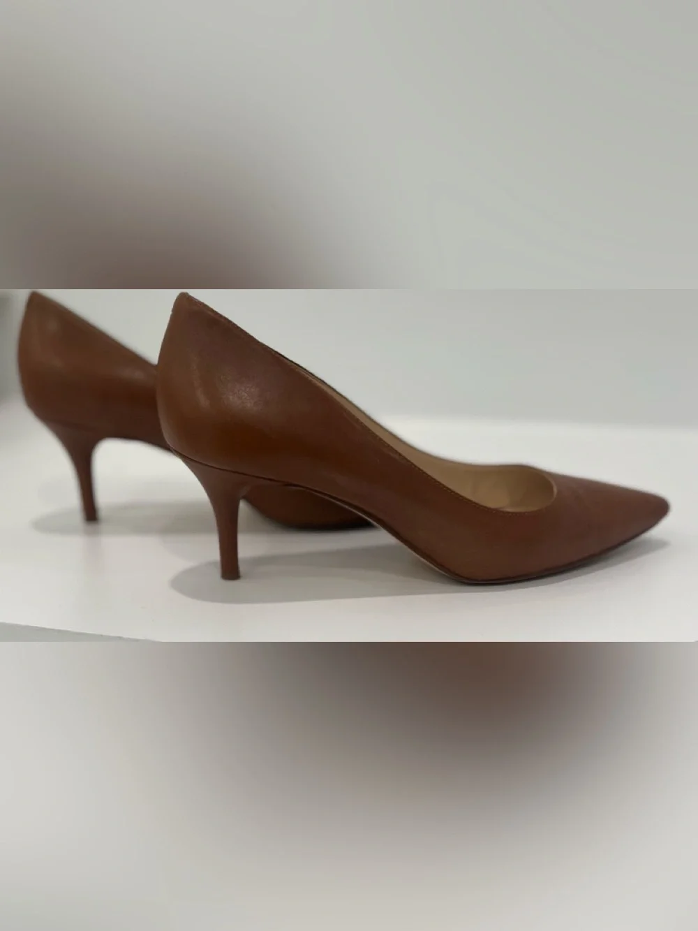 NINE WEST MARGOT Cognac Leather Pumps, Size 8.5 - Picture 4 of 7